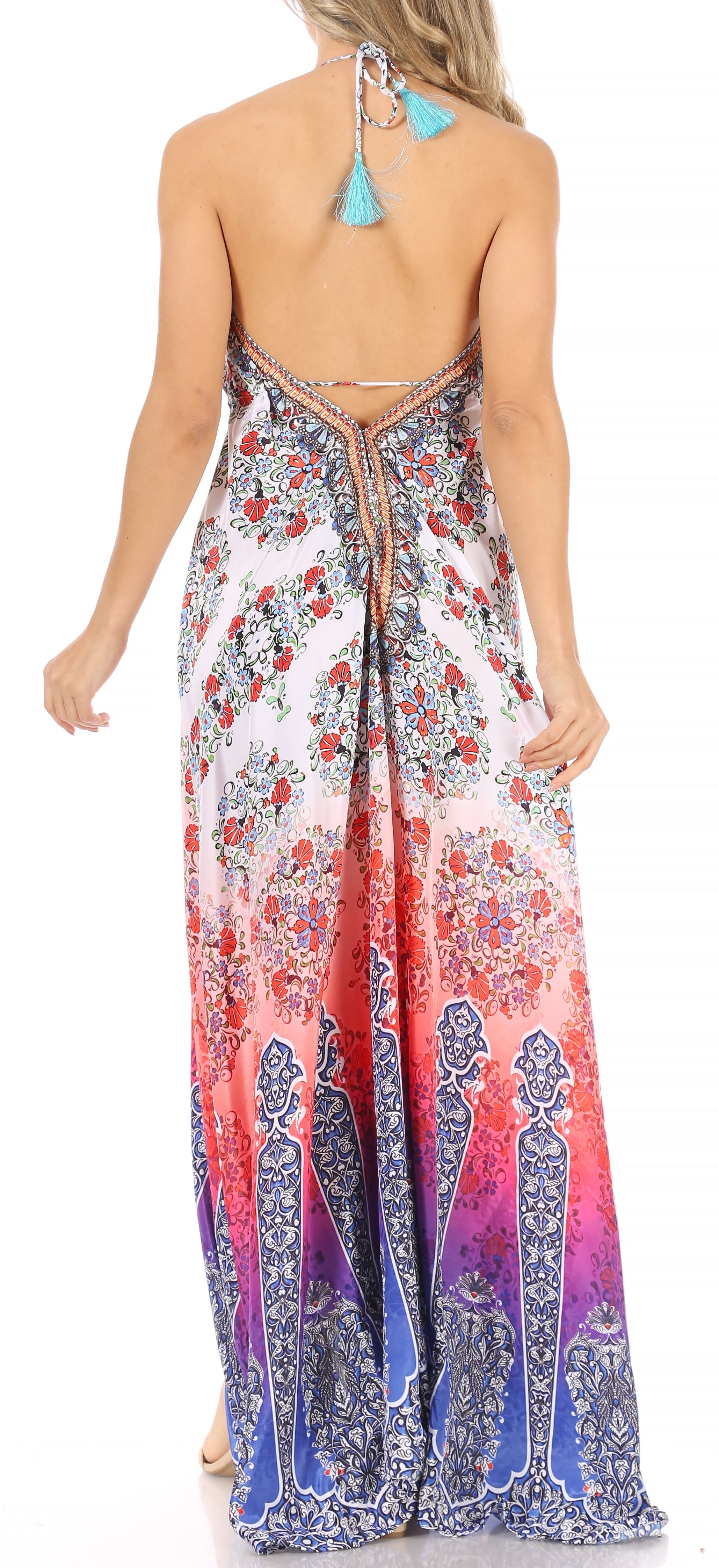 Sakkas Lizi Womens Maxi High-low Halter Handkerchief Long Dress Beach Party
