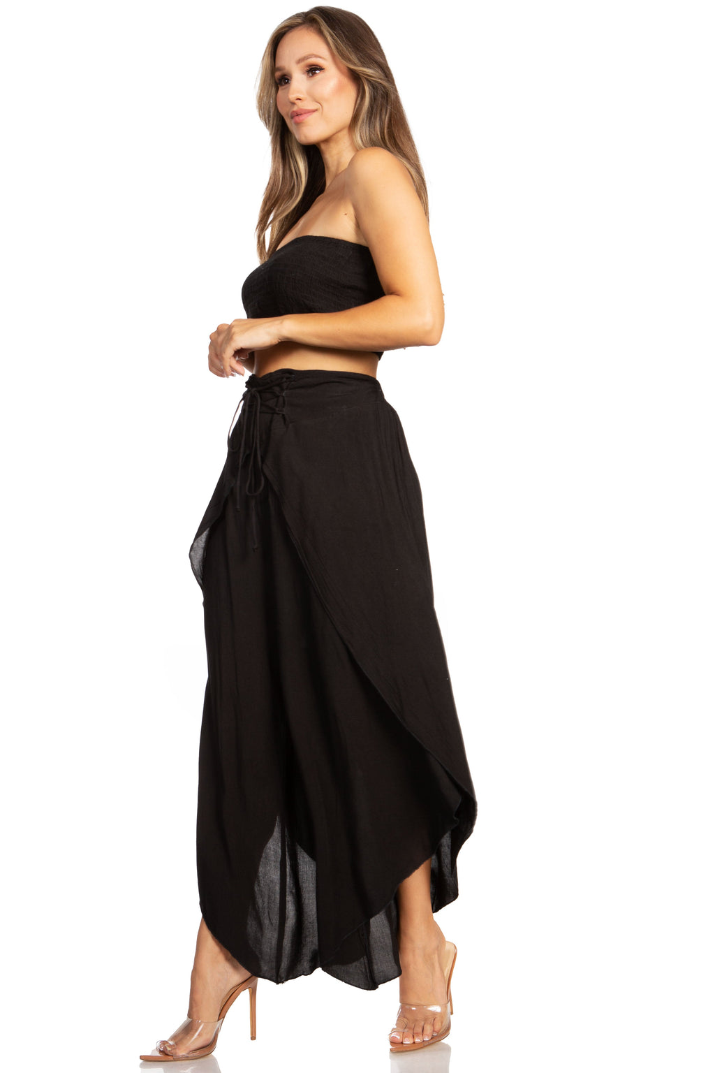 Sakkas Vanessa Women's Bandeau Tube Top & Wide leg Gaucho Pants Set Palazzo Boho - Buy One Get One