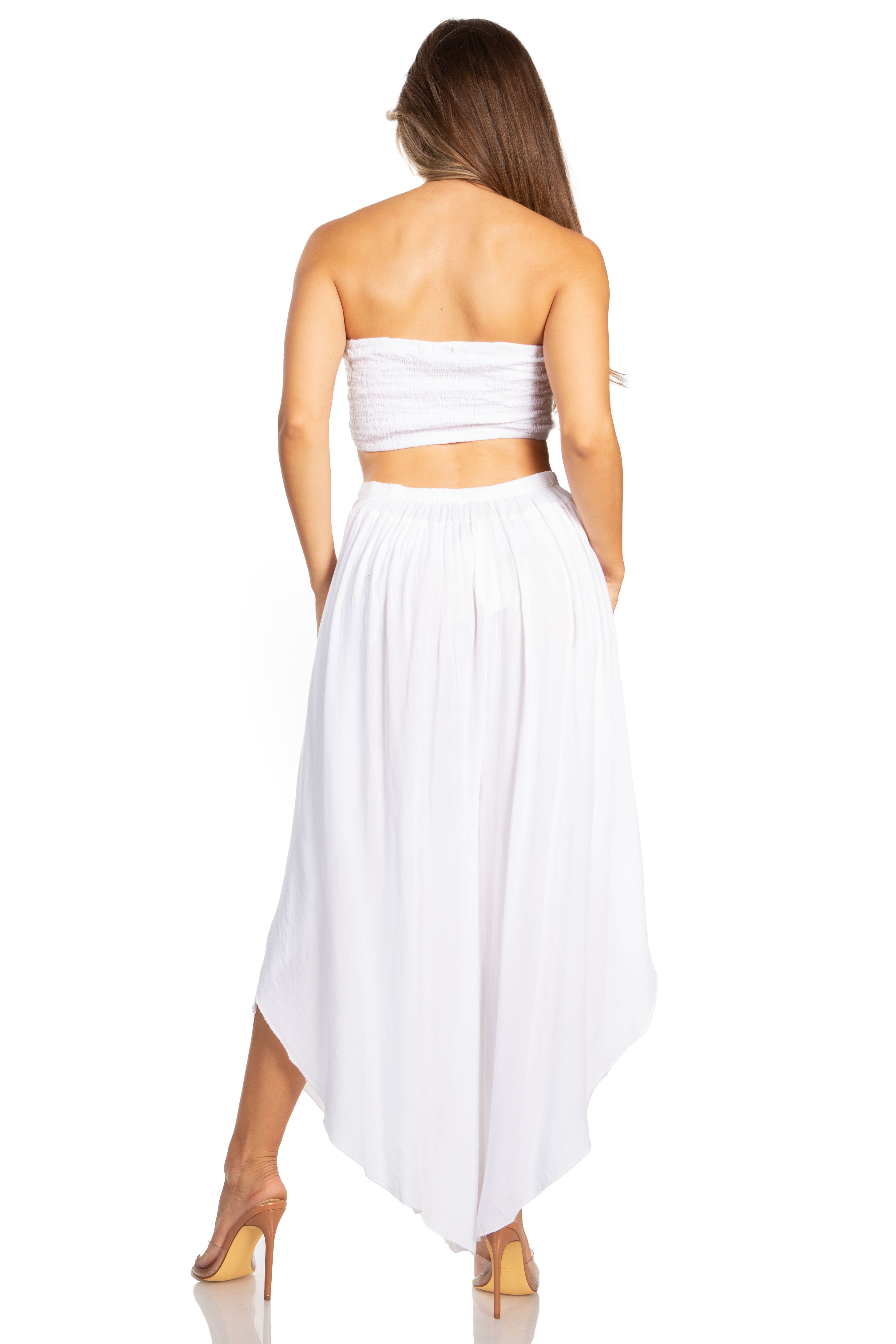 Sakkas Vanessa Women's Bandeau Tube Top & Wide leg Gaucho Pants Set Palazzo Boho - Buy One Get One