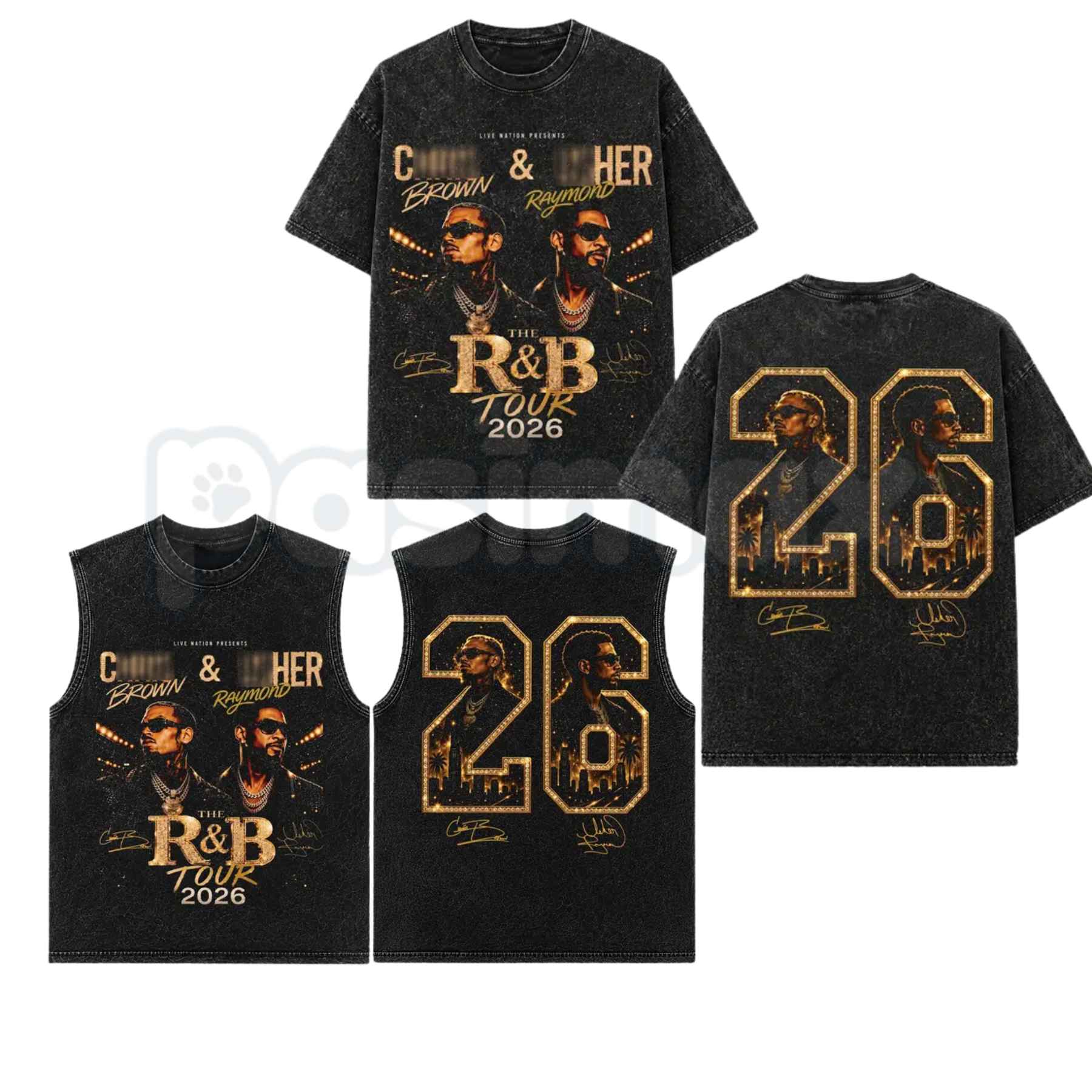 Raymond & Brown The R&B Tour 2026 V36 T-Shirt & Tank Top – Premium Acid Washed Concert Graphic Apparel, Vintage Tour Lightweight Cotton Merch
